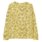 Daemon Luxury Florette Rebirth Full Moon unisex recycled sweatshirt with all-over print on white fabric, back view.