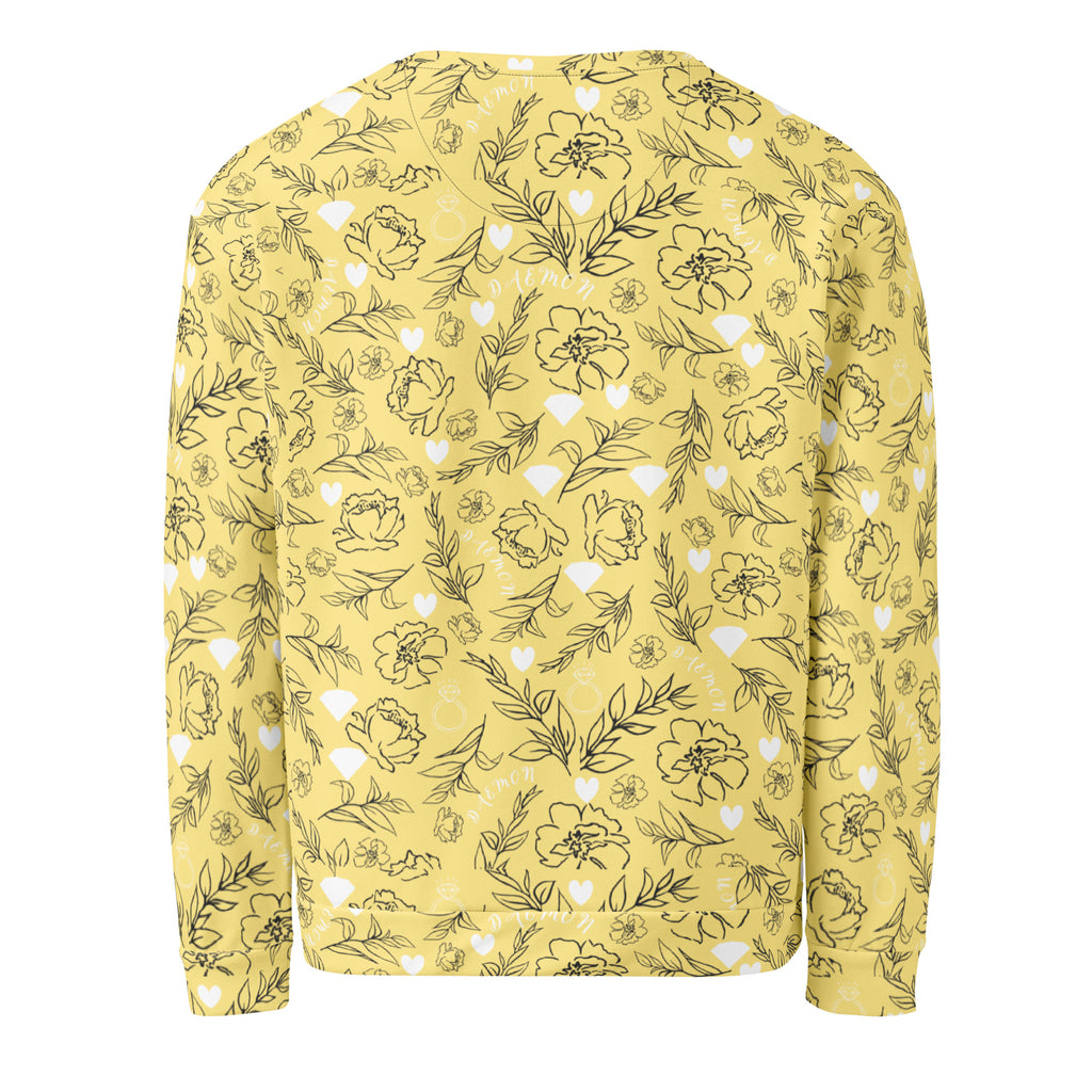 White Daemon Luxury Florette Rebirth Full Moon unisex recycled sweatshirt with all-over moon and floral print on the back.