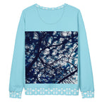 White Honeybee Smoothie Skyberries unisex recycled fleece sweatshirt with all-over print, by Daemon Luxury.
