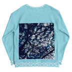 Recycled white unisex sweatshirt with all-over honeybee and skyberries print from Daemon Luxury's Honeybee Smoothie collection.