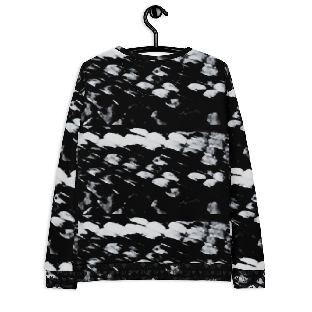 White Daemon Luxury Serpentine Columbiana Felpa sweatshirt with all-over green and black serpent print on the back. Unisex design.