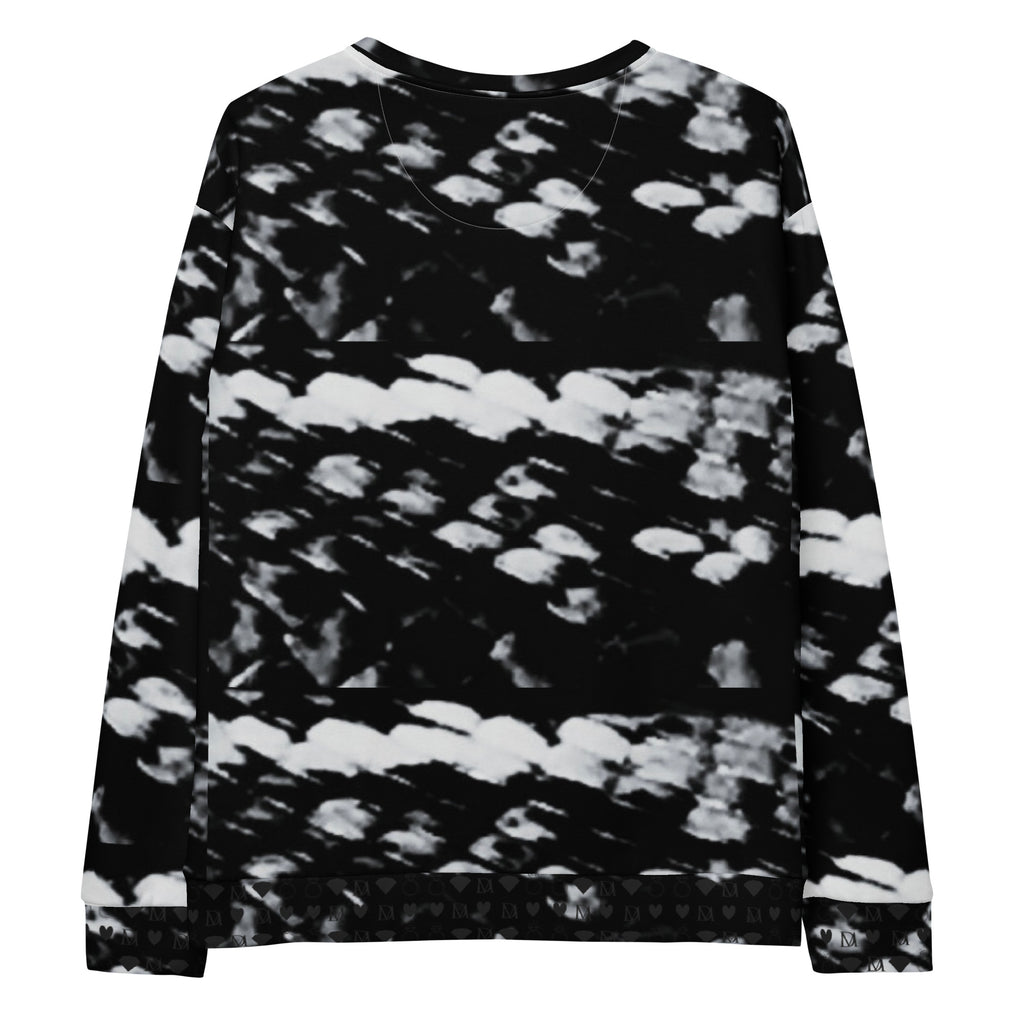 Unisex white Felpa sweatshirt with all-over serpentine Columbiana print by Daemon Luxury, featuring intricate reptile-inspired design.