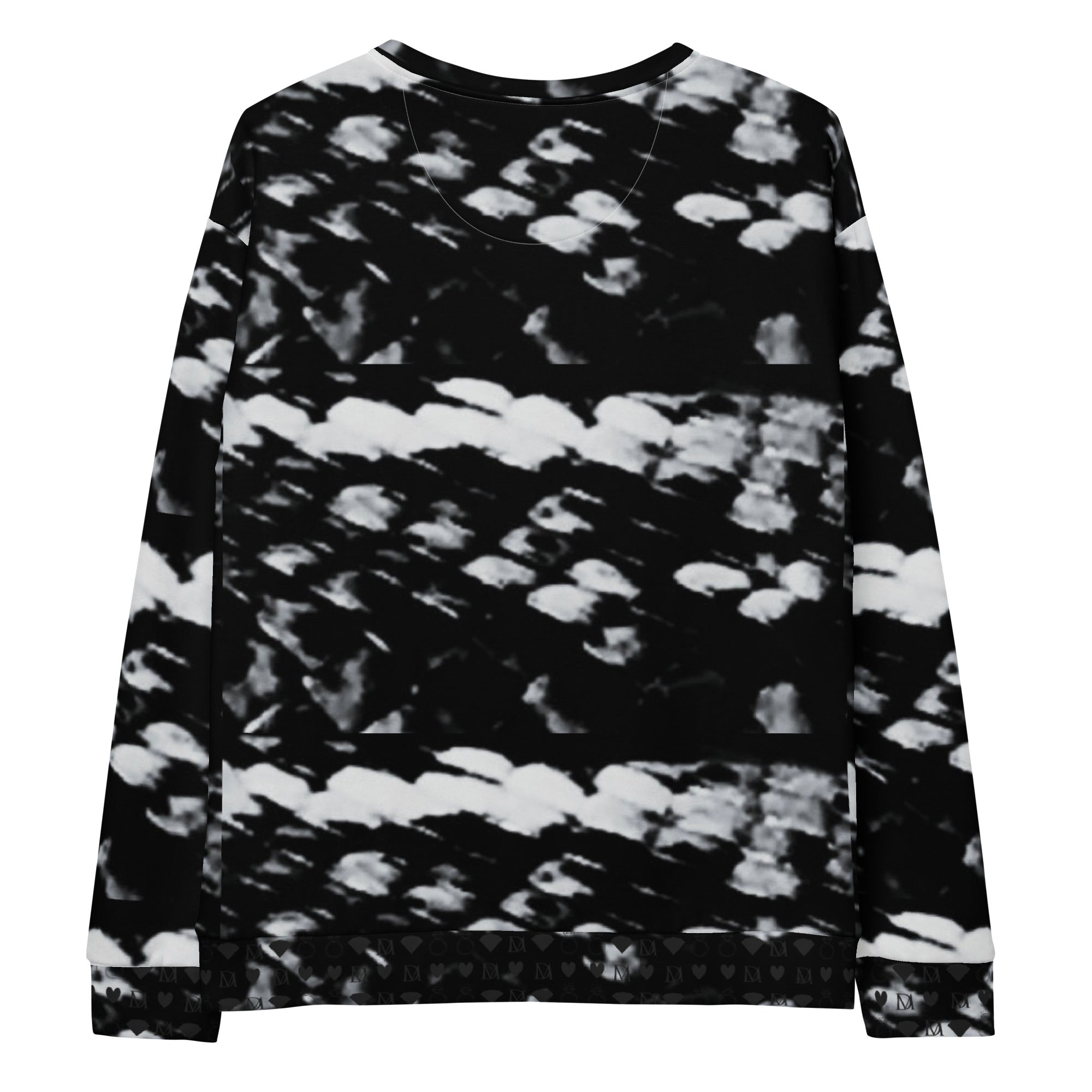 Unisex white Felpa sweatshirt with all-over serpentine Columbiana print by Daemon Luxury, featuring intricate reptile-inspired design.