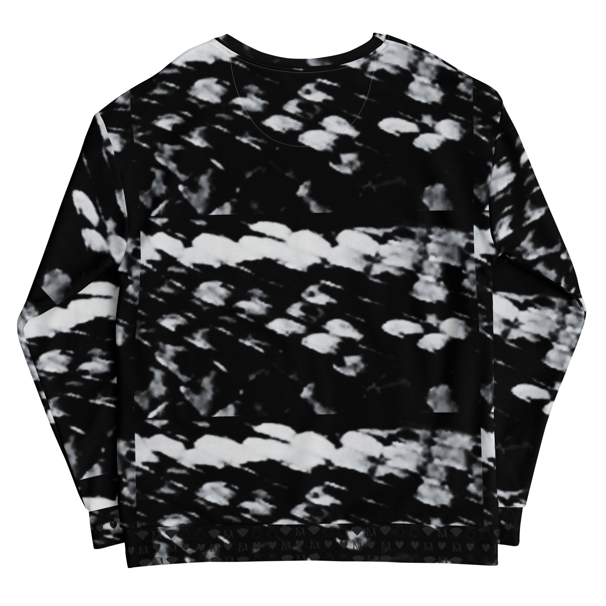 Recycled white unisex Felpa sweatshirt featuring Serpentine Columbiana Puma’s Return all-over print by Daemon Luxury.