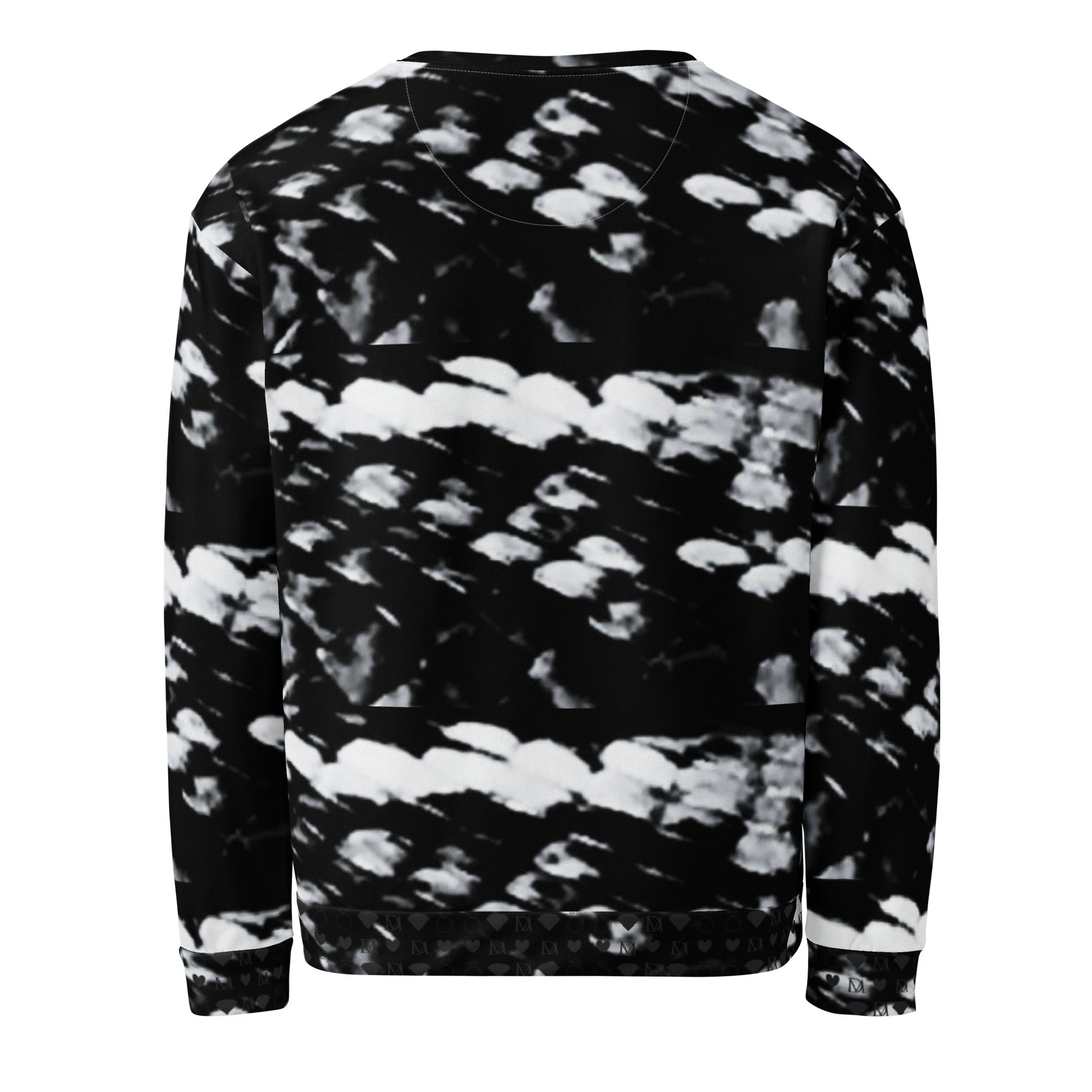 Recycled white unisex Felpa sweatshirt featuring all-over Serpentine Columbiana Puma’s Return print by Daemon Luxury.
