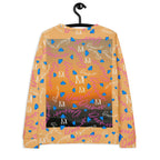 Daemon Luxury Picasso Mirrors Quintara’s Sunset unisex recycled sweatshirt with all-over sunset print on white background.
