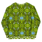 Recycled white unisex sweatshirt from Daemon Luxury's Belly Red’s Garden (Rebirth) collection with all-over floral print.