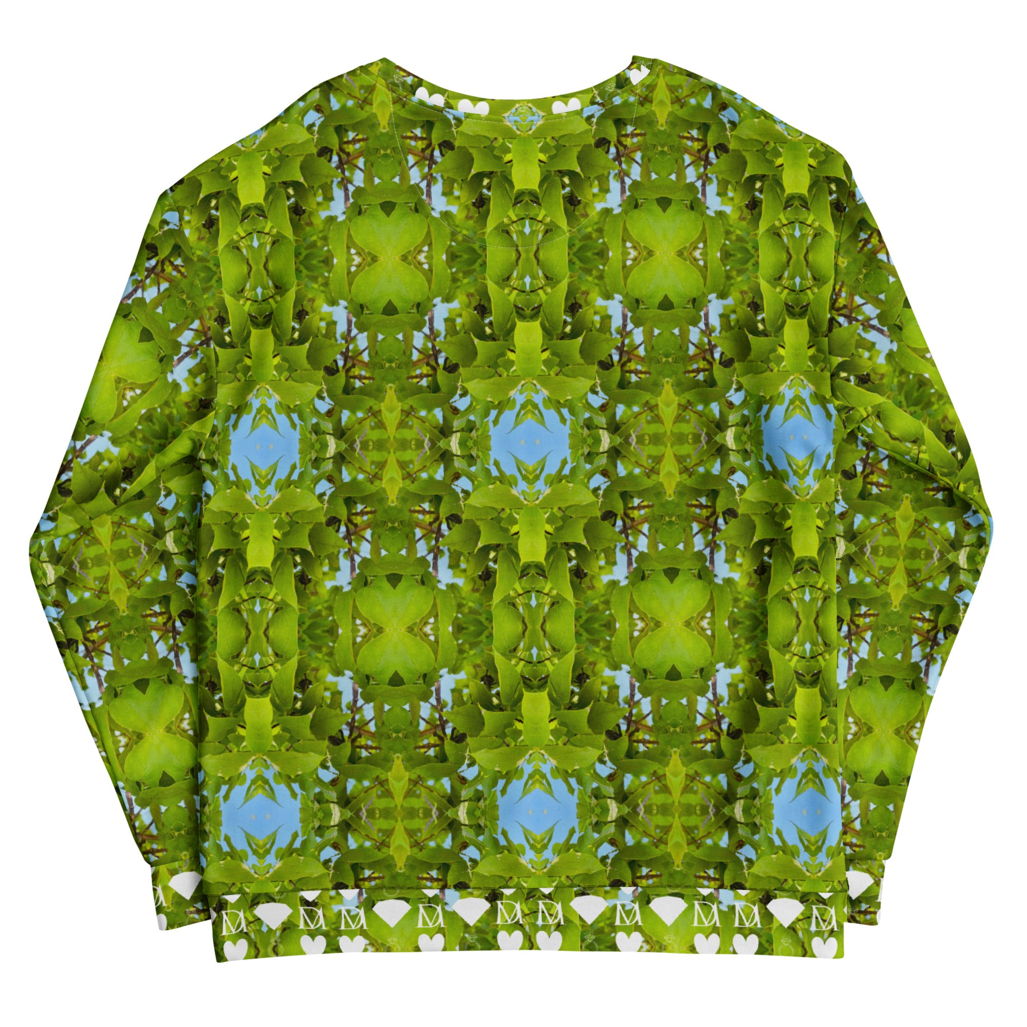 Recycled white unisex sweatshirt from Daemon Luxury's Belly Red’s Garden (Rebirth) collection with all-over floral print.