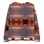 Daemon Luxury DARKROAD Hellbreak unisex recycled all-over print white sweatshirt, showing back view with bold graphic design.