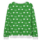 Daemon Luxury Belly Red’s Garden Enriched unisex white sweatshirt with colorful all-over garden print and recycled fabric.
