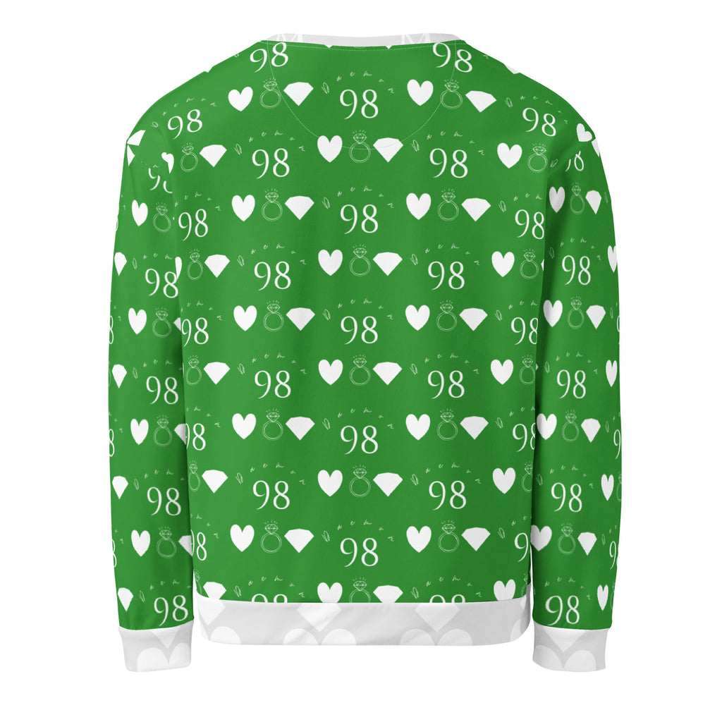 Daemon Luxury Belly Red’s Garden Enriched unisex recycled sweatshirt with all-over garden print on white back