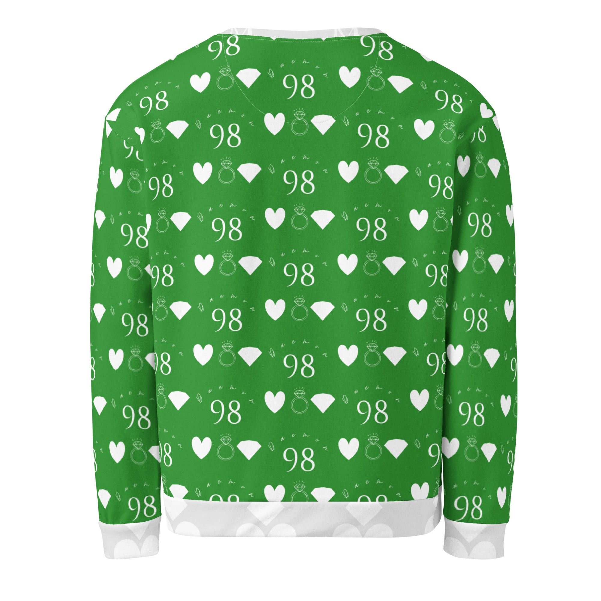 Daemon Luxury Belly Red’s Garden Enriched unisex recycled sweatshirt with all-over garden print on white back
