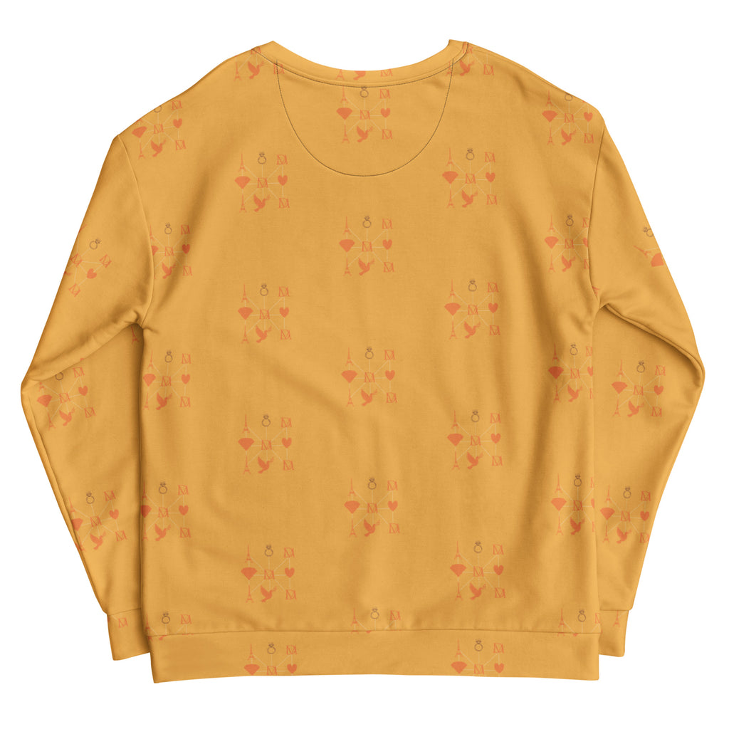 White Daemon Luxury Makara Coroner Lucciole Falo unisex recycled sweatshirt with all-over print and back design.