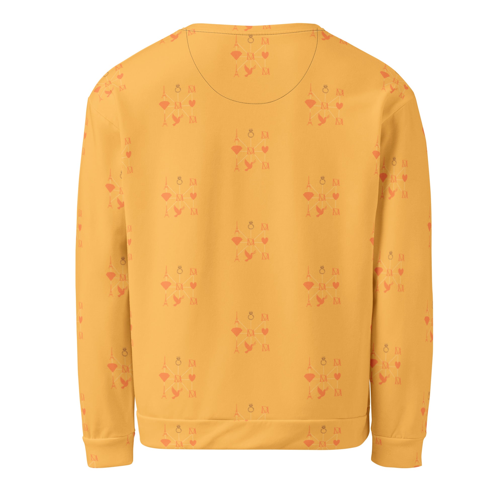 Recycled white Makara Coroner Lucciole Falo unisex sweatshirt by Daemon Luxury, featuring all-over print on the back.