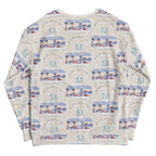 White Honeybee Intel (Forecast) unisex sweatshirt by Daemon Luxury with all-over honeybee print on recycled fabric.