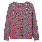 All-over-print white unisex sweatshirt by Daemon Luxury featuring recycled fabric and casual, comfortable style.