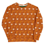 Daemon Gloomy Runner Honey unisex sweatshirt with all-over-print recycled fabric, white color and comfortable fit.