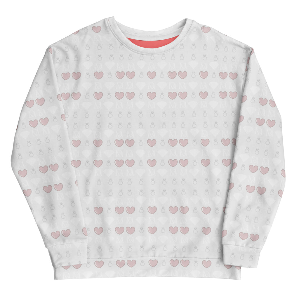 White Daemon Frosted Diamonds Blissful Replay unisex recycled sweatshirt with all-over diamond print and casual fit.
