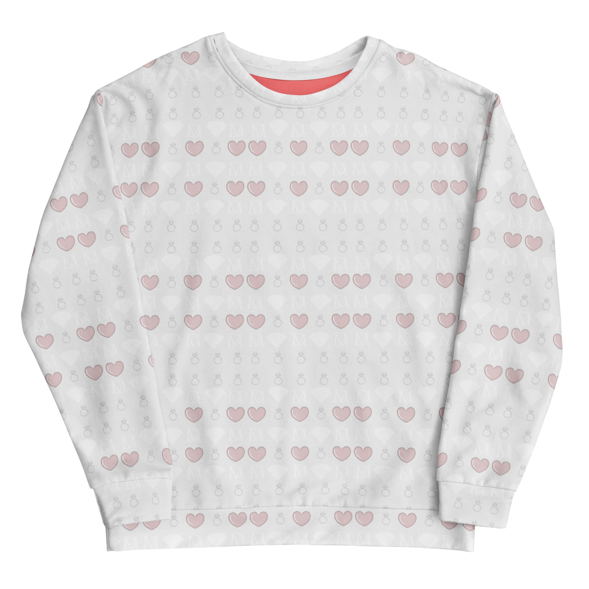 White Daemon Frosted Diamonds Blissful Replay unisex recycled sweatshirt with all-over diamond print and casual fit.