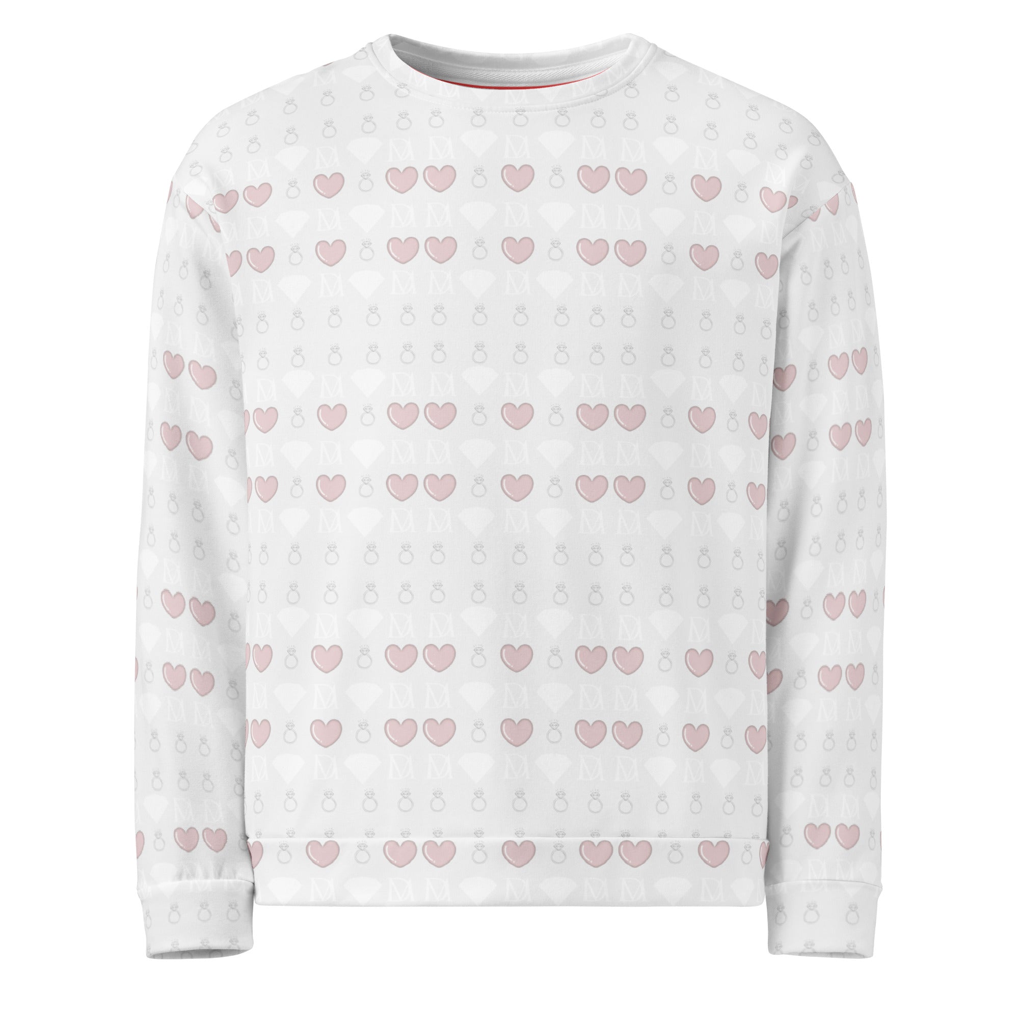 White unisex Daemon Frosted Diamonds Blissful Replay recycled sweatshirt with all-over diamond print design.