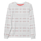 Daemon Frosted Diamonds Blissful Replay unisex white recycled sweatshirt with all-over diamond print.