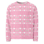 Daemon Frosted Diamonds Cotton Candy Cinzel unisex sweatshirt with all-over recycled print on white background.