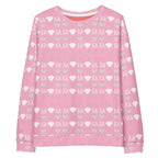 Unisex white fleece sweatshirt with all-over print of frosted diamonds cotton candy pattern by Daemon.