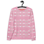 White Daemon Frosted Diamonds cotton candy Cinzel unisex sweatshirt with all-over recycled print, front view.