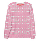 Unisex white cotton candy-colored sweatshirt with all-over diamond print by Daemon, featuring a cozy, casual style.