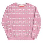 Daemon Frosted Diamonds Cotton Candy Cinzel unisex sweatshirt with all-over recycled print on white fabric.