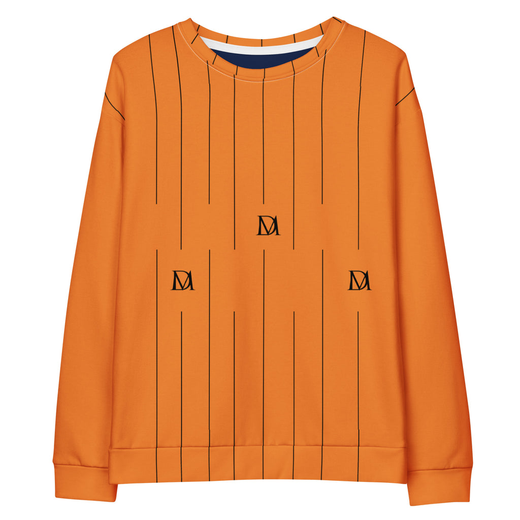 Daemon Tigre de la Noche unisex recycled all-over print sweatshirt in white, featuring bold tiger and night-themed designs.
