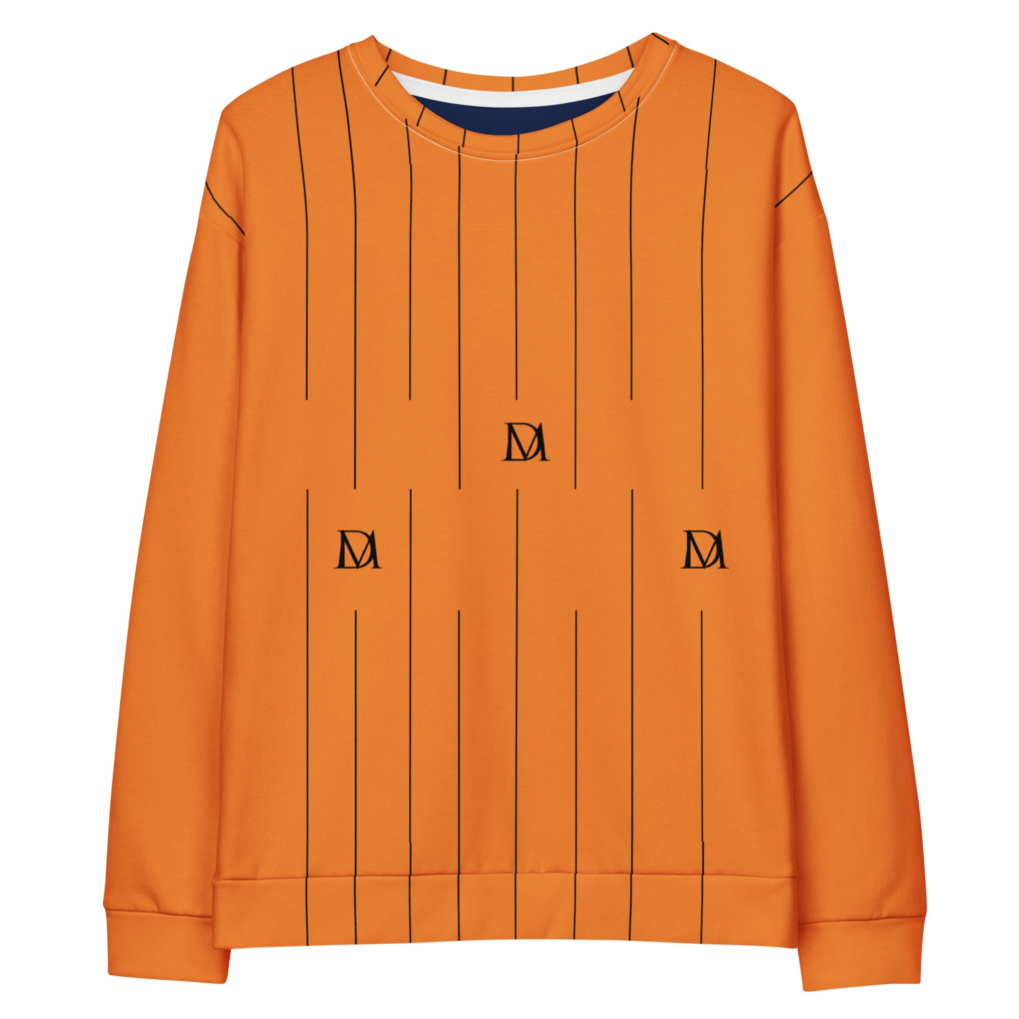 Daemon Tigre de la Noche unisex recycled all-over print sweatshirt in white, featuring bold tiger and night-themed designs.