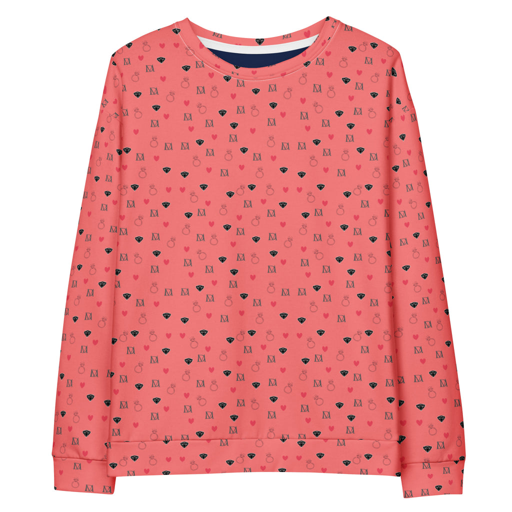 Recycled white unisex sweatshirt with speckled diamond pattern from Daemon's Blanco Nero Felpa collection.