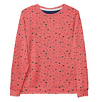 Unisex Daemon Speckled Diamonds Blanco Nero recycled sweatshirt with all-over white print and diamond pattern design.