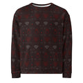 Daemon Luxury Supreme Models reticulated unisex recycled sweatshirt with all-over white print and bold graphic design.