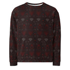 Daemon Luxury Supreme Models reticulated unisex recycled sweatshirt with all-over white print and bold graphic design.
