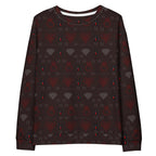 Daemon Luxury Supreme Models recycled unisex sweatshirt with all-over print, featuring a white front design.
