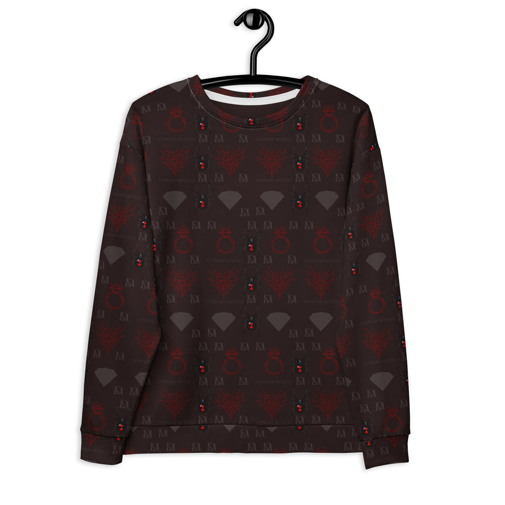 White Daemon Luxury Supreme Models reticulated all-over-print recycled unisex sweatshirt front view
