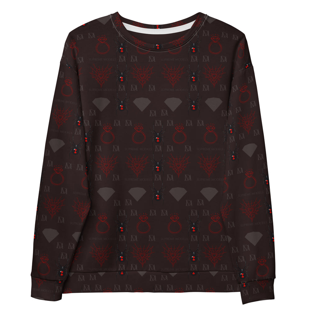 Daemon Luxury Supreme Models reticulated white unisex sweatshirt with all-over abstract print, made from recycled materials.
