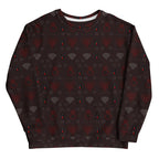 Daemon Luxury Supreme Models reticulated unisex sweatshirt with all-over recycled print, white front, comfortable casual style.