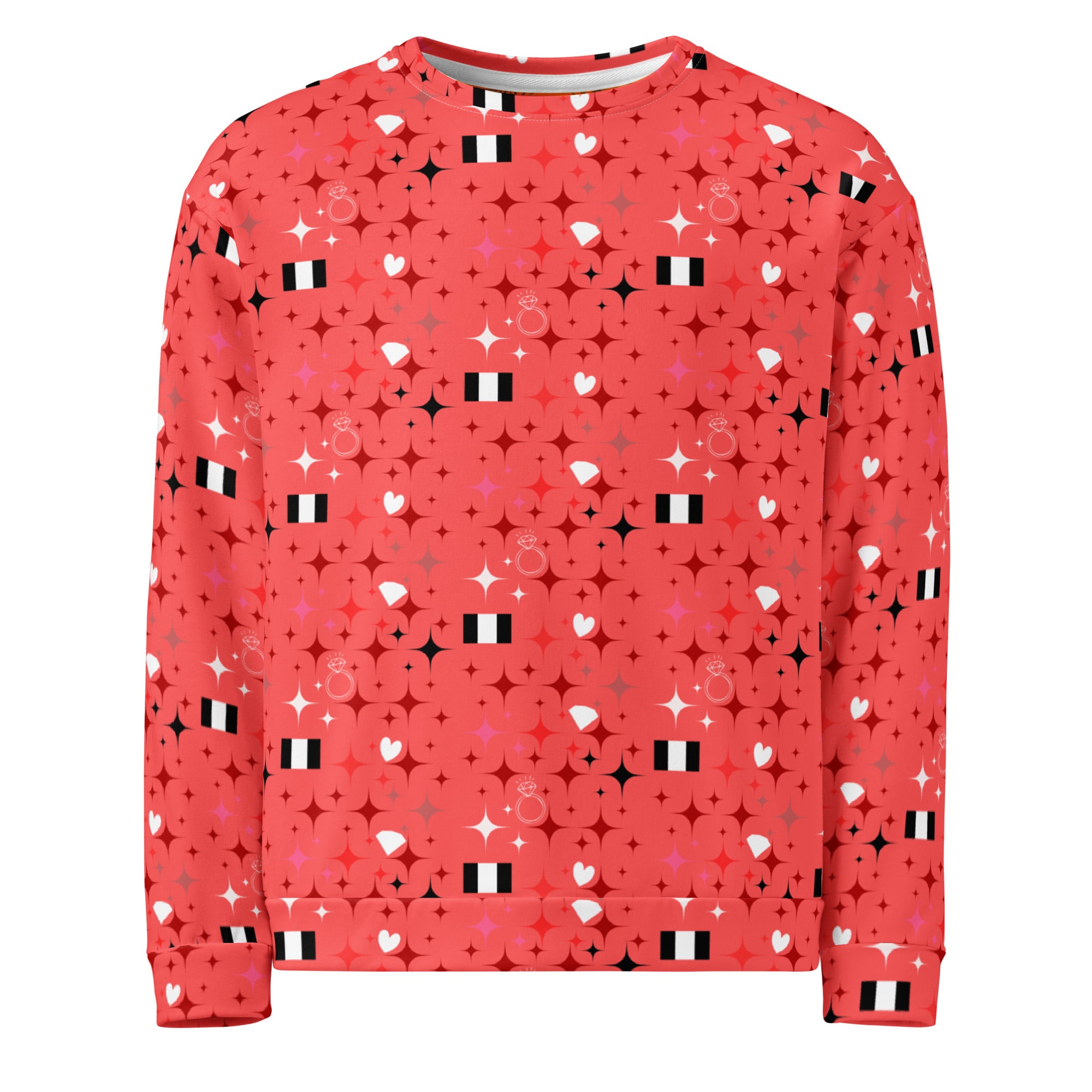 White Daemon Luxury Eternal Stardust unisex recycled sweatshirt featuring all-over cosmic star print on the front.