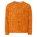 Rebirth Tarmin Sunset unisex white recycled all-over-print sweatshirt by Daemon Luxury featuring vibrant sunset design.