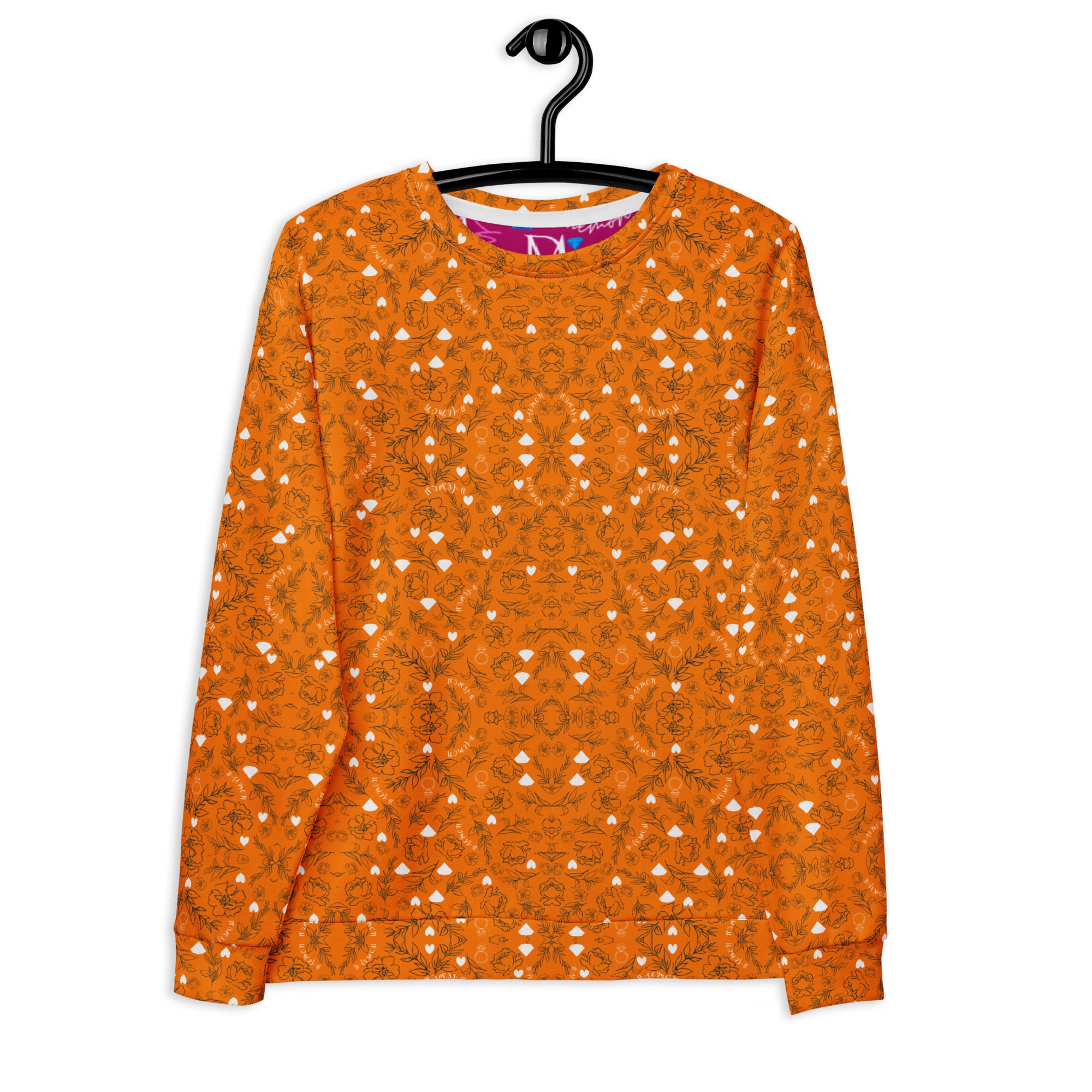 Daemon Luxury Florette Rebirth Tarmin Sunset unisex recycled sweatshirt with all-over print on white fabric.