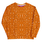 White Daemon Luxury Florette Rebirth Tarmin Sunset unisex recycled sweatshirt with vibrant all-over floral print, front view.