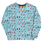 White Daemon Luxury Eternal Stardust Caribbean unisex sweatshirt with all-over print and recycled fabric, front view.