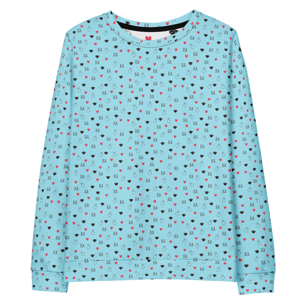 Unisex white Felpa sweatshirt featuring all-over speckled diamond print by Daemon Luxury.