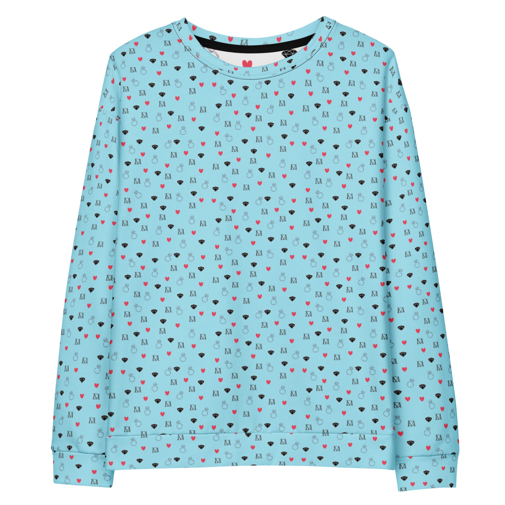 Unisex white Felpa sweatshirt featuring all-over speckled diamond print by Daemon Luxury.
