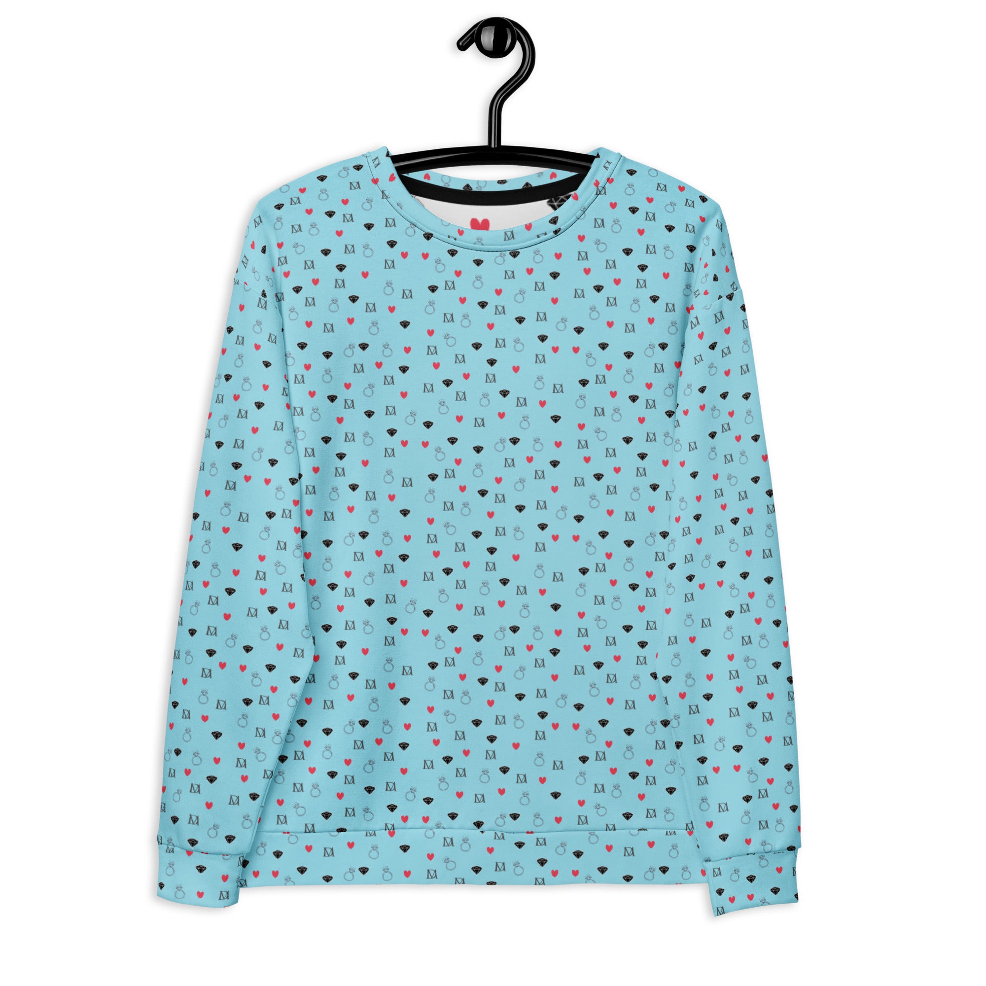 White unisex Felpa sweatshirt with speckled diamond Caribbean print from Daemon Luxury, featuring an all-over recycled design.