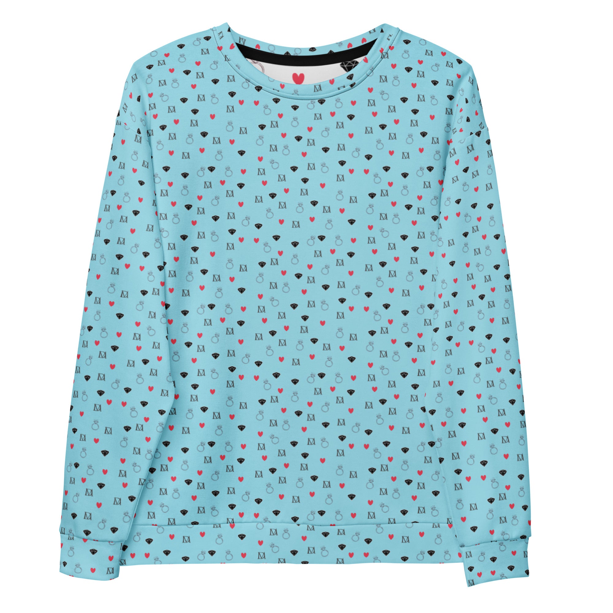 Unisex white recycled Felpa sweatshirt featuring all-over speckled diamond print by Daemon Luxury.