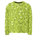 White Daemon Luxury Florette Rebirth Mantis unisex sweatshirt with all-over recycled print, front view showing detailed design.